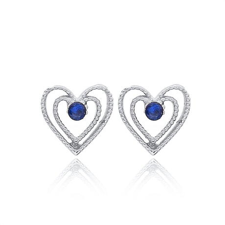 Cercei argint Heart Design Sapphire