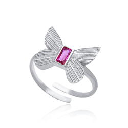 Inel argint Butterfly Design Ruby