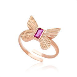 Inel argint Butterfly Design Ruby, rose